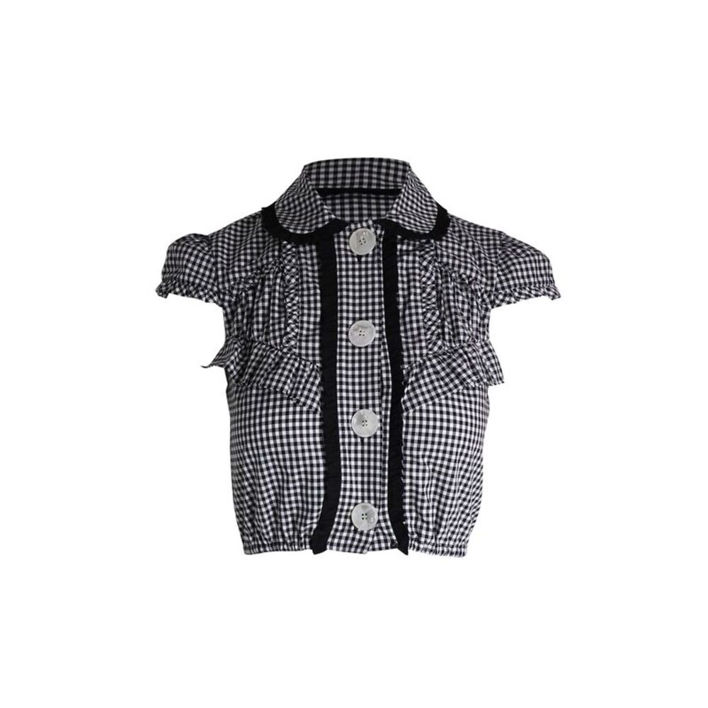 Pre Loved Miu Miu Gingham Check Blouse With Peter… - image 1